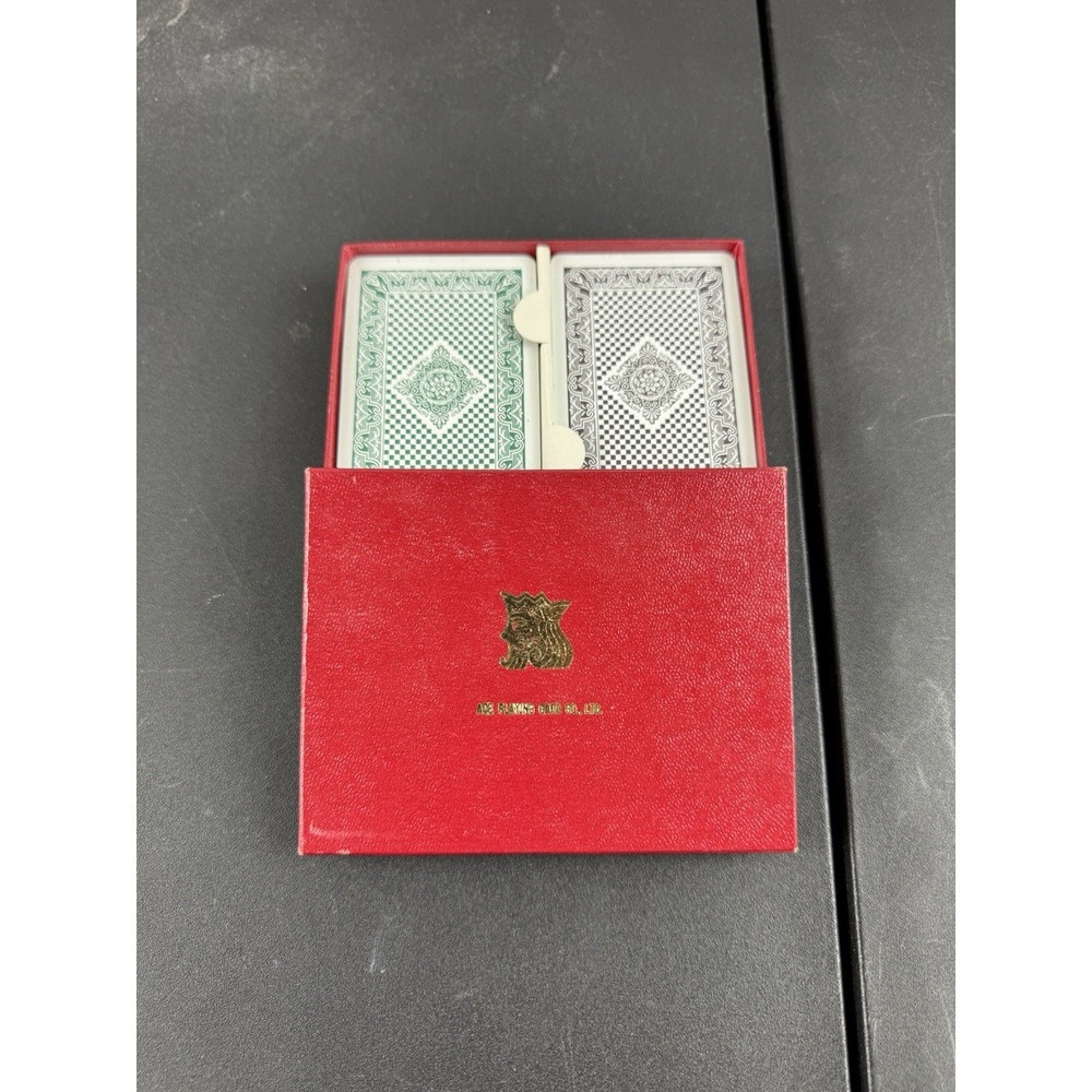 Vtg Ace playing Card co. Plastic WL 803 Green and Black double deck no jokers